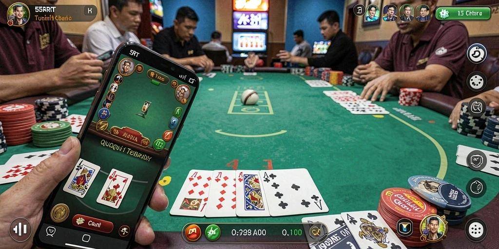 Tampilan gameplay yang seru dari 55RT dengan suasana QiuQiu.