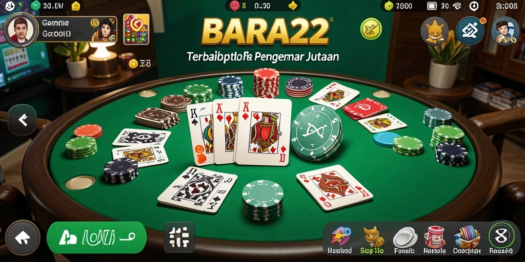 Tampilan gameplay BARA22 yang seru dan menarik dengan nuansa Gaple.