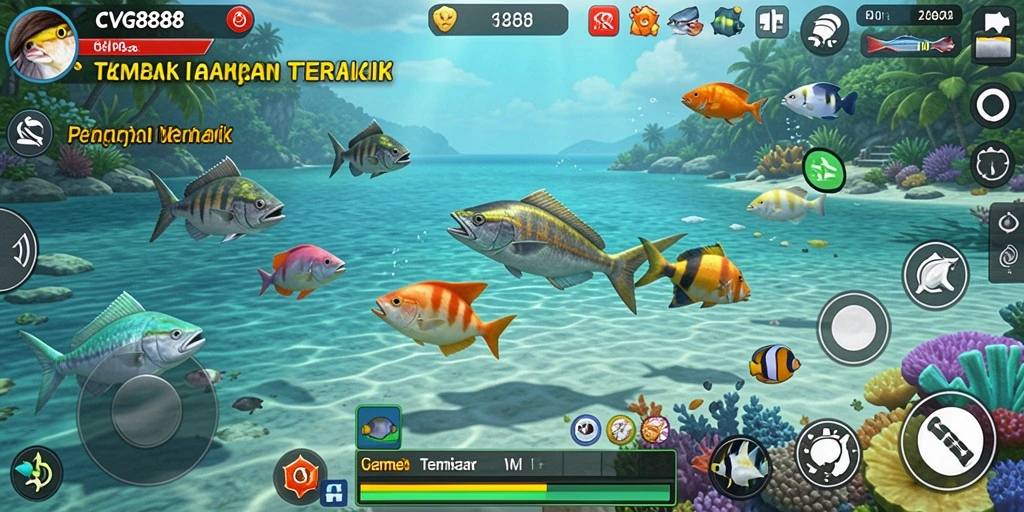 Screenshot CVG8888 menampilkan aksi seru bermain Tembak Ikan.