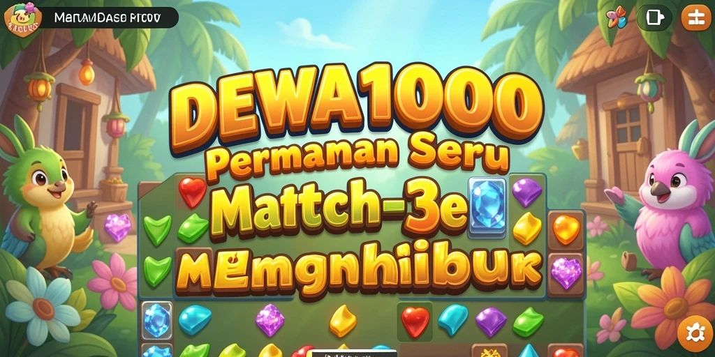 Screenshot gameplay DEWA1000 yang menampilkan momen mencocokkan item.