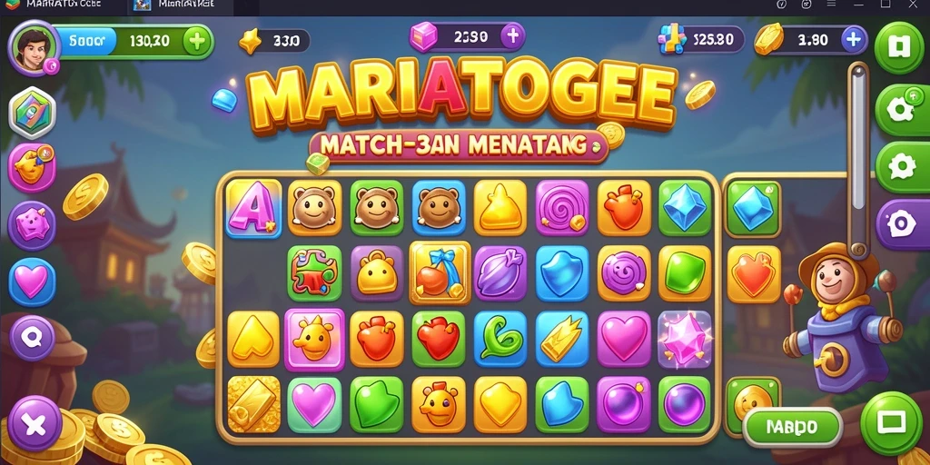 Gambar menampilkan gameplay seru MARIATOGEL dengan tantangan Match-3.