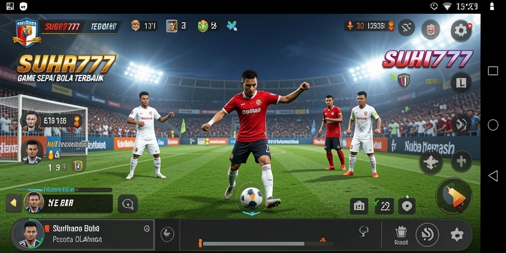 Tampilan gameplay seru di SUHU777 dengan aksi sepak bola mendebarkan.